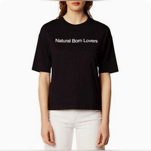 SANDRO Natural Born Lovers Black Short Sleeve Crew Neck Graphic T-Shirt Size 0